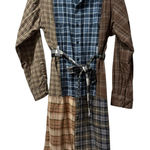 Riley Vintage x Free People Flannel Patchwork Midi Belted Shirt Dress XS / Small Blue Photo 0