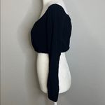 For Love & Lemons Cropped Wide Neck/Off Shoulder Blouse Black Size Small Photo 3