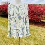 Nine West Mint Green Flutter Sleeve Pastel Pleated Plus Size Blouse Photo 3