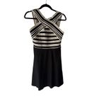 Anthropologie  Maeve 2010s Striped Crossneck Black Going Out Bandage Dress Size 4 Photo 1