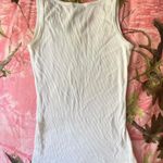 white ribbed fitted full length tank top Photo 1