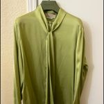 Gucci Green Silk Blouse with Tie-Neck size 40 medium or 6/8 Photo 6