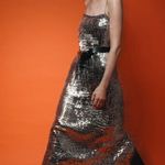 SAINT ART‎ Chloe Disk Midi Tank Dress Silver Small Photo 0