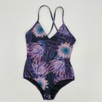 Sensi Graves Floral One Piece Swimsuit Purple Mesh Panel Size Medium Women Emily Photo 2