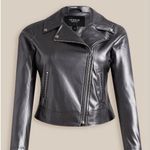 Torrid Plus Size 0X Metallic Faux Leather Moto Biker Jacket Silver Gray Photo 0