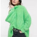 Free People  Oasis Oversized Tunic Sweater Mock Neck Fuzzy Chunky Green Energy SM Photo 0