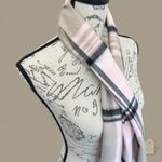 Soft Pink Gray Plaid Fringe Scarf Wrap | Softer Than Cashmere | Unisex Winter Photo 2