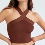 Babaton Aritzia Cross-Strap Sculpt Knit Crop Top in Deep Purple Photo 5