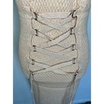 Endless Rose  Bodycon Midi Taupe Sweater Dress Lace-up Back Sz Large Photo 7