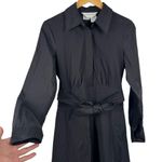 Max Mara Black Silk Fit Flare Midi Shirt Dress Belted Long Sleeve Dress Size 10 Photo 4