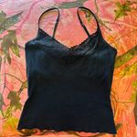 y2k vintage black lace v neck camisole tank top built in bra Photo 5