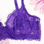 Savage X Fenty Unlined Shimmer Lace Underwire Bra: Purple Photo 7