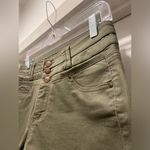 Blue Spice High Waist Olive Green Stretch Shorts - 7/8 Photo 3