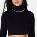 Adika Lurex Mock neck Long Sleeve Crop Top Shimmer Photo 0