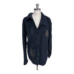 Glitterwear Granny Chic Ugly Christmas Tree Black Fleece Jacket Women's‎ XL Photo 2