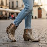 Circle G Corral by Studded Metallic Fringe Booties- Size 8.5 Photo 1