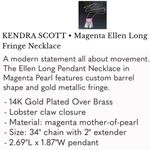 Kendra Scott Magenta Mother of Pearl Ellen Long Fringe Necklace Photo 15