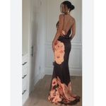 House Of CB NEW Mariamma Dark Brown Floral Printed Satin Maxi Dress XS Photo 5