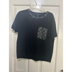 BCBGMAXAZRIA Women's Black Short Sleeve Studded Pocket Sweater Top Size Large Photo 1