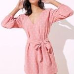 Loft Beach Geo Clip Tie Waist Romper Grapefruit Spritz size small Photo 0