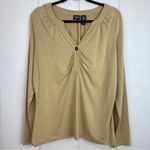 Canyon River Blues  Tan Long Sleeve Top Button V-neck Size XL Photo 0