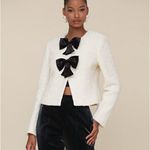 Avec Les Filles  Ivory Cream Black Bow Cardigan Blazer NWT Photo 3