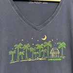 Life is Good Women's  V-Neck Graphic Shirt Palm Trees Tiki Hut Size XXXL GUC Photo 3