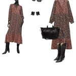 ZARA  Floral Printed Midi Mixed Pattern Balloon Sleeve Shirt Dress Photo 1