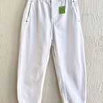 ZARA High Waisted Cropped Paperbag Baggy Jeans White Women's Size US 8 Photo 2