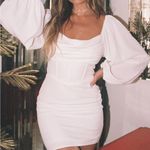 Princess Polly LILLIE LONG SLEEVE MINI DRESS WHITE Photo 3