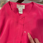Talbots Cute pink silky button front blouse short sleeve bubblegum Photo 7