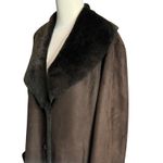 Marvin Richards Long Coat Womens XL Brown Faux Suede Faux Fur Lined Penny Lane Photo 3