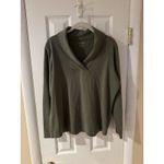 L.L. Bean Women's Pullover Fleece Sweater Size XL Green Shawl Collar Cotton Photo 8
