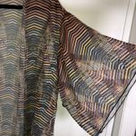 Democracy  Open Front Duster Geometric Print Earth Tones Sheer L/XL Photo 5