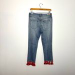 Anthropologie Pilcro Red Beaded Tassel Hem Slim Boyfriend Jeans Photo 4