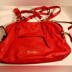 Jessica Simpson Red Shoulder Bag with Textured Leather and Modern Zipper Design Photo 1