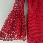 The Clothing Company Crochet Cherry Red Mini-dress with Bell Sleeves Photo 1