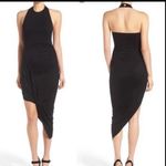 ASTR Ruched Side Halter Midi Black Asymmetrical Cocktail Dress Size Small EUC Photo 0