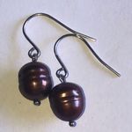 Honora Elegant Silver Chocolate Genuine Pearl Drop Earrings Photo 0