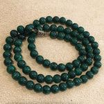 Vintage Genuine Green Malachite Long Strand Beaded Necklace Photo 0
