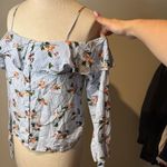 One Love Clothing One love Los Angeles cold shoulder blue floral top size small Photo 1