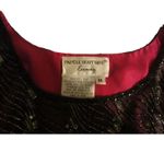 Papell Boutique Evening Red Silk Beaded Tank Top Sleeveless Medium Black Photo 2