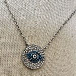 stainless steel Milor Evil eye rhinestone pendant necklace Blue Photo 0