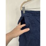 Habitat Linen Blend Cropped Lagenlook Pant Women Large Navy Minimalist Beach Photo 6