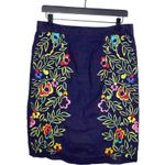 Moulinette Soeurs Anthropologie Clematis Skirt Floral Embroidered Linen Size 6 Photo 2