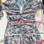 Nsr Heidi Rouched Slit Front Floral Sky Midi Dress Size Large Photo 9