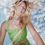 ZARA Rare Sleeveless Sweater Pearl Knit Stretch Cropped Tank Top S Green #3751 Photo 10