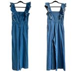 Sea New York Blue Denim Ruffled
Shoulder Wide Leg Jumpsuit Photo 2