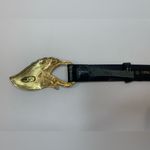 Vintage Leather Shop Women’s Dark Brown Designer Belt with Gold Buckle Size M Black Size M Photo 3