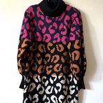 Farm Rio  MIXED LEOPARDS SWEATER DRESS multicolored black pink blue size L Photo 0